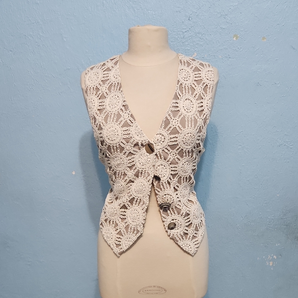 Ice White Crochet Vest